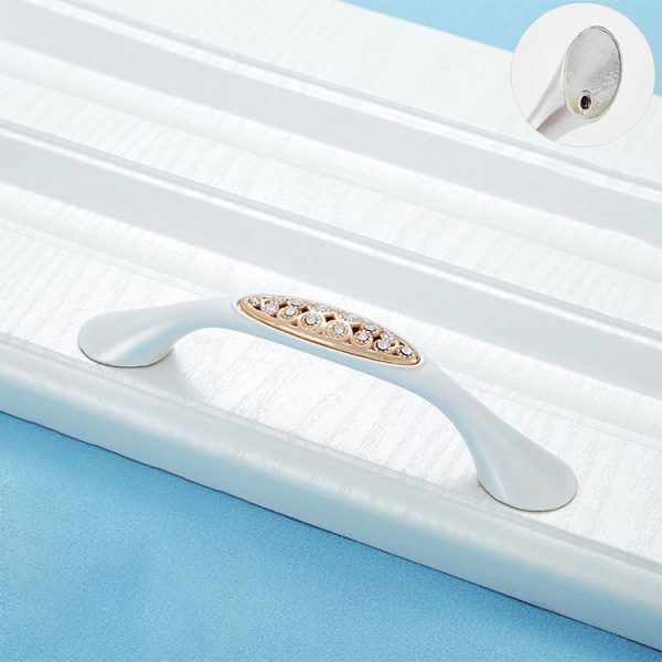 2 PCS 6564_96 Single Hole Silver Crystal Glass Diamond Drawer Cabinet Handle - Image 2