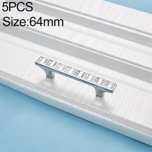 5 PCS 8087_64 Bright Chrome Crystal Glass Diamond Closet Cabinet Handle