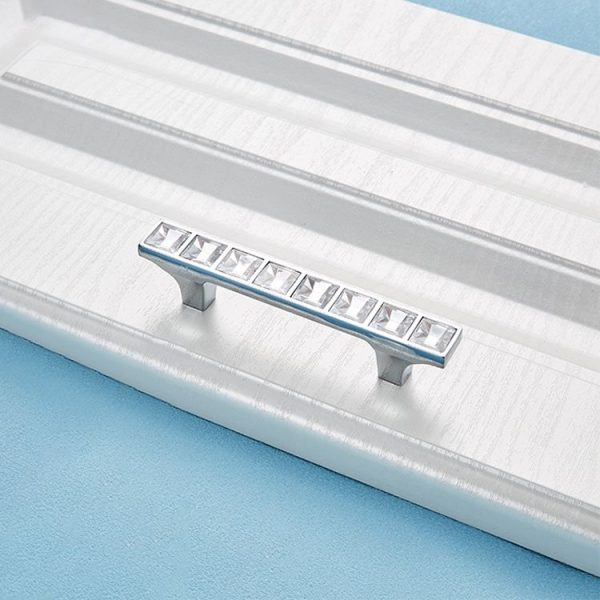 5 PCS 8087_64 Bright Chrome Crystal Glass Diamond Closet Cabinet Handle - Image 2