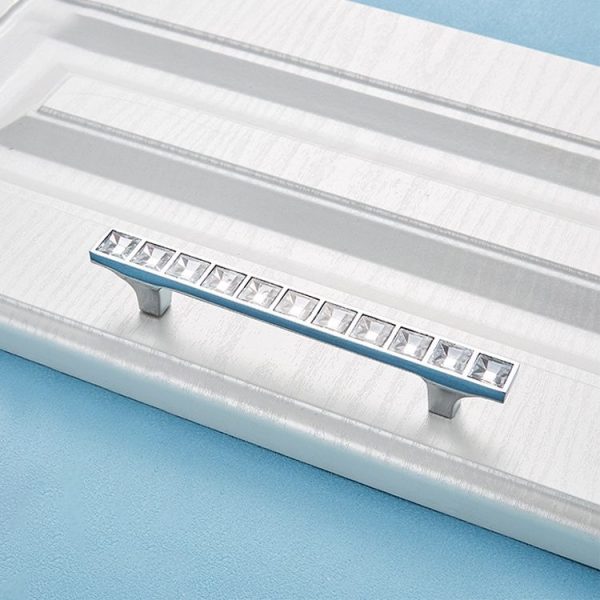 5 PCS 8087_96 Bright Chrome Crystal Glass Diamond Closet Cabinet Handle - Image 2