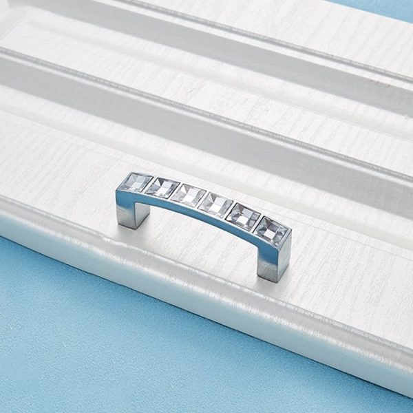 5 PCS 8088_64 Bright Chrome Crystal Glass Diamond Closet Cabinet Handle - Image 2