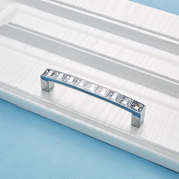 5 PCS 8088_96 Bright Chrome Crystal Glass Diamond Closet Cabinet Handle - Image 2