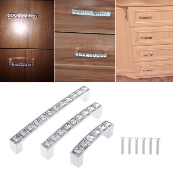 5 PCS 8088_96 Bright Chrome Crystal Glass Diamond Closet Cabinet Handle - Image 5