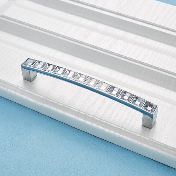 3 PCS 8088_128 Bright Chrome Crystal Glass Diamond Closet Cabinet Handle - Image 2