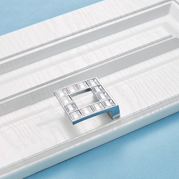 3 PCS 8090_32 Bright Chrome Crystal Glass Diamond Closet Cabinet Handle - Image 2