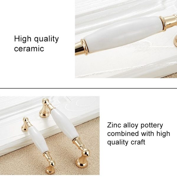 2 PCS 5003-128 Gold Imitated Zinc Alloy Ceramic Handle for Cabinet Wardrobe Drawer Door, Hole Spacing: 128mm - Image 3