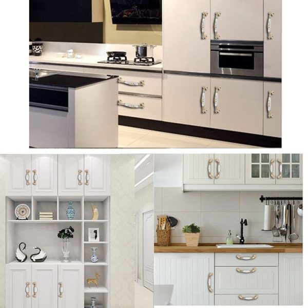2 PCS 5003-128 Gold Imitated Zinc Alloy Ceramic Handle for Cabinet Wardrobe Drawer Door, Hole Spacing: 128mm - Image 4
