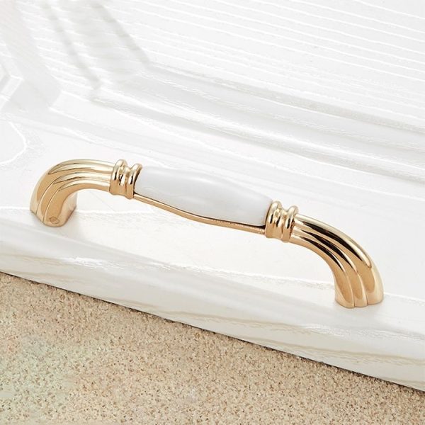 5 PCS 5007-96 Gold Imitated Zinc Alloy Ceramic Handle for Cabinet Wardrobe Drawer Door, Hole Spacing: 96mm - Image 2