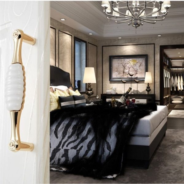5 PCS 5007-96 Gold Imitated Zinc Alloy Ceramic Handle for Cabinet Wardrobe Drawer Door, Hole Spacing: 96mm - Image 5