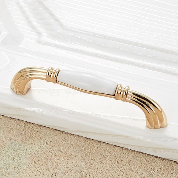3 PCS 5007-128 Gold Imitated Zinc Alloy Ceramic Handle for Cabinet Wardrobe Drawer Door, Hole Spacing: 128mm - Image 2