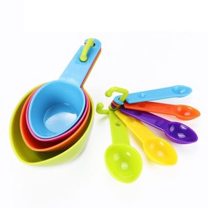 Kn7600 9 in 1 Colorful Pointed Plastic Measuring Spoon Measuring Cup Baking Tool Set