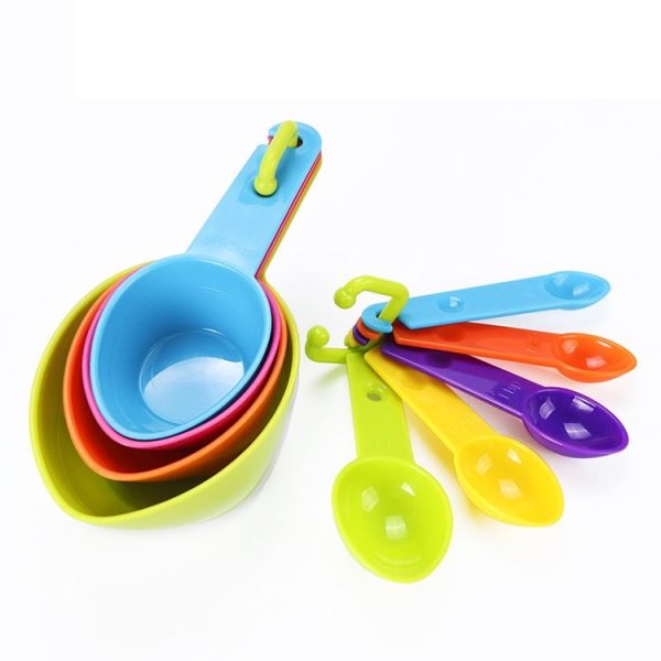 Kn7600 9 in 1 Colorful Pointed Plastic Measuring Spoon Measuring Cup Baking Tool Set - Image 2
