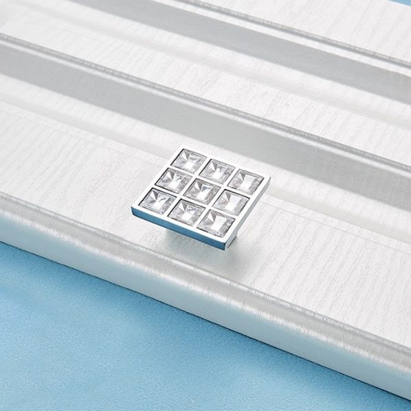 5 PCS 8098_20 Bright Chrome Crystal Glass Diamond Closet Cabinet Handle - Image 2