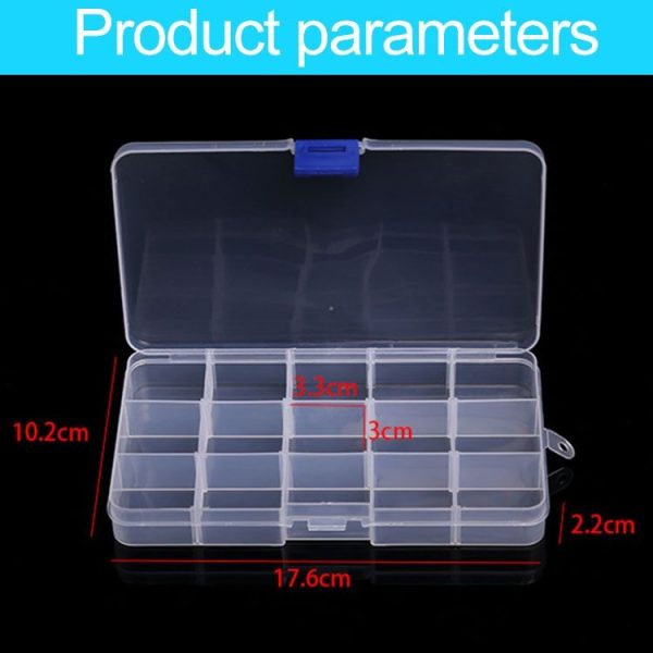 Removable Grid Plastic 15 Slots Box Organizer for Jewelry Earring Fishing Hook Small Accessories (Pink+Blue) - Image 3