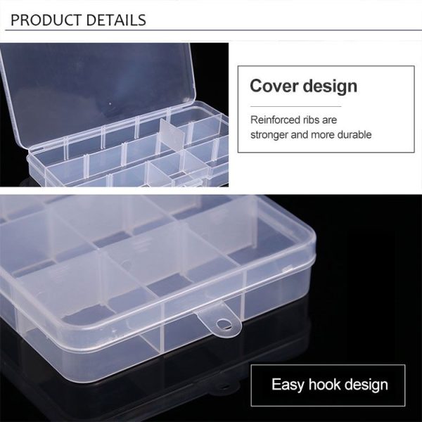 Removable Grid Plastic 15 Slots Box Organizer for Jewelry Earring Fishing Hook Small Accessories (Pink+Blue) - Image 5