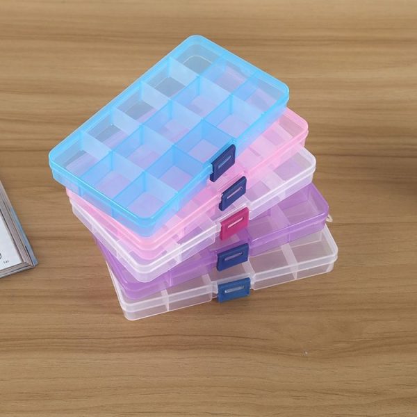 Removable Grid Plastic 15 Slots Box Organizer for Jewelry Earring Fishing Hook Small Accessories (Pink+Blue) - Image 6