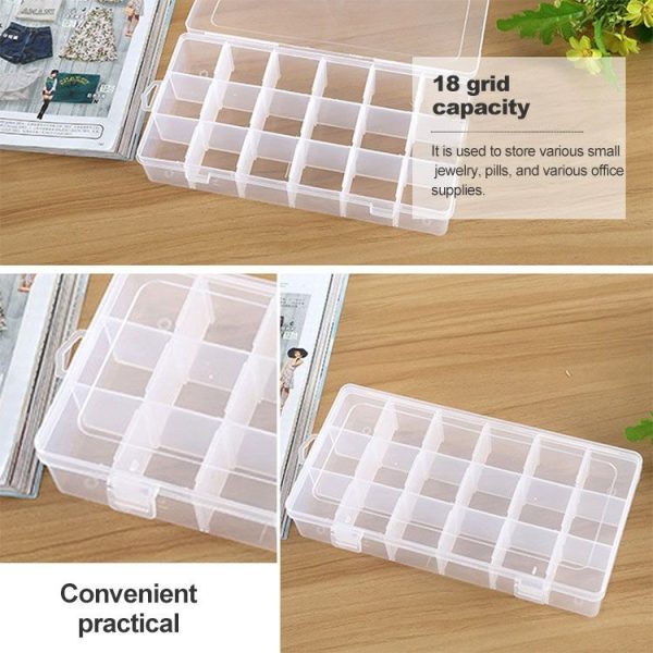 Plastic Organizer Container Storage Box 18 Slots Removable Grid Compartment for Jewelry Earring Fishing Hook Small Accessories - Image 5