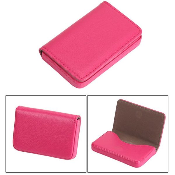 Premium PU Leather Business Card Case with Magnetic Closure, Size: 10*6.5*1.7cm (Magenta) - Image 2
