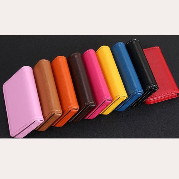Premium PU Leather Business Card Case with Magnetic Closure, Size: 10*6.5*1.7cm (Magenta) - Image 5