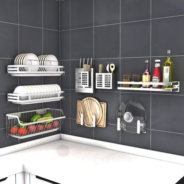 304 Stainless Steel Wall-mounted Kitchen Rack Hanging Chopping Block Holder - Image 10