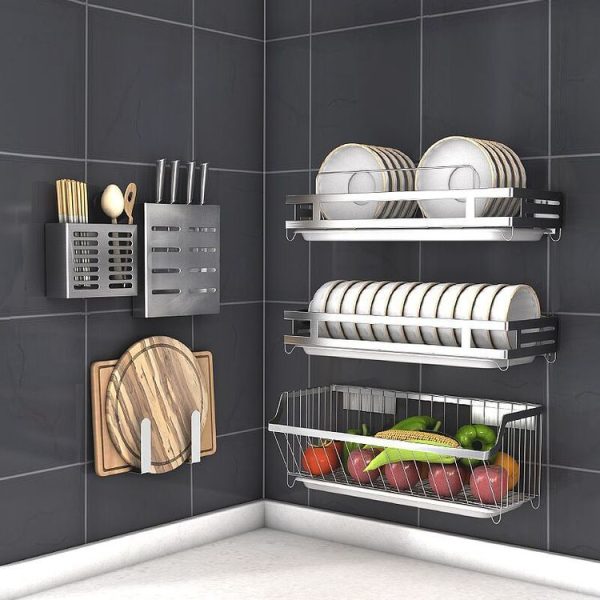 304 Stainless Steel Wall-mounted Kitchen Rack Hanging Chopping Block Holder - Image 11