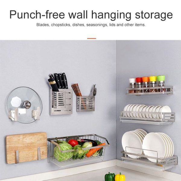 304 Stainless Steel Wall-mounted Kitchen Rack Hanging Chopping Block Holder - Image 6
