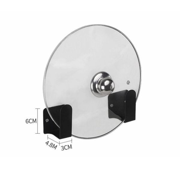 Stainless Steel Wall-mounted Kitchen Rack Hanging Pot Lid Holder (Black) - Image 3