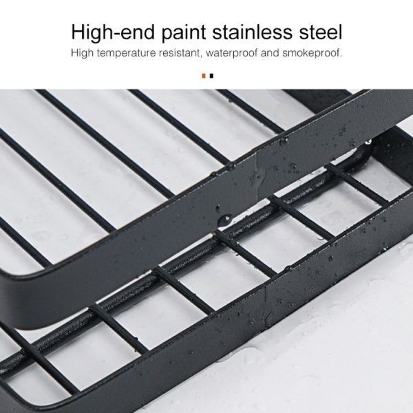 Stainless Steel Wall-mounted Kitchen Rack Hanging Pot Lid Holder (Black) - Image 4