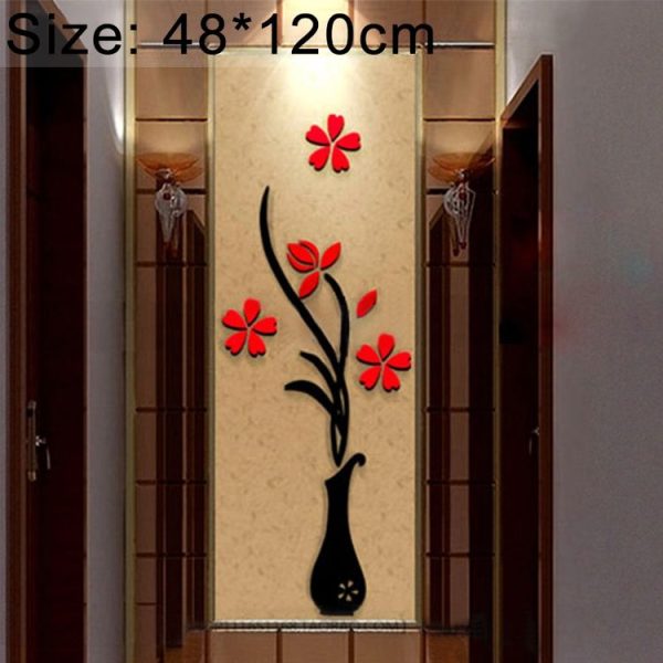 Creative Vase 3D Acrylic Stereo Wall Stickers TV Background Wall Corridor Home Decoration, Size: 48x120x4cm