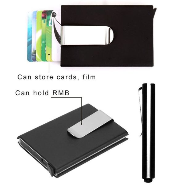 Carbon Fiber Antimagnetic Solid Color Credit Card Holder Money Clip Wallet, Size: 10*6.6cm (Blue) - Image 3