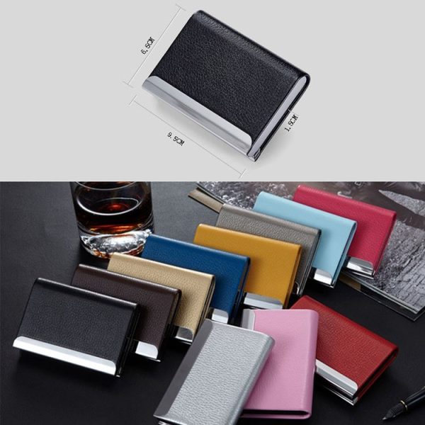Lichi texture Business Card Holder Credit Card ID Case Holder (Blue) - Image 4