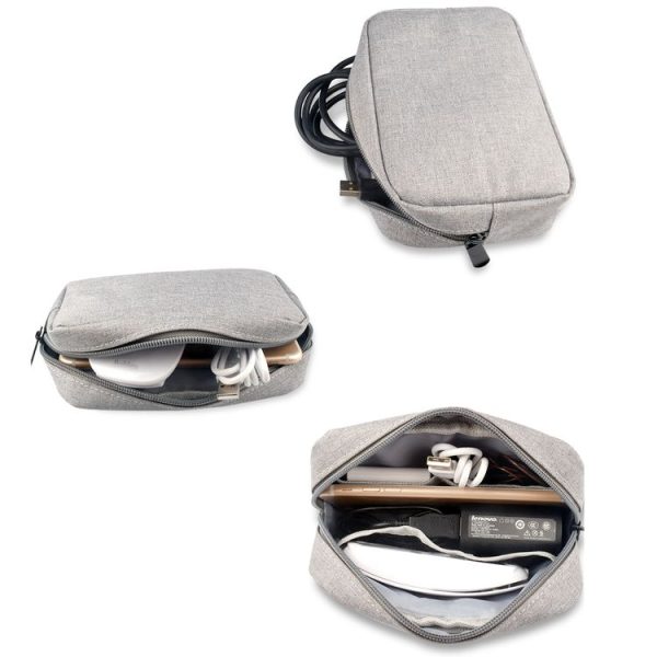 Simple Multi-functional Digital Device Travel Storage Bag for Phones, Power Bank, U-disk, Earphones, Data Cable and etc, Big Size: 23*11*5cm (Pink) - Image 4