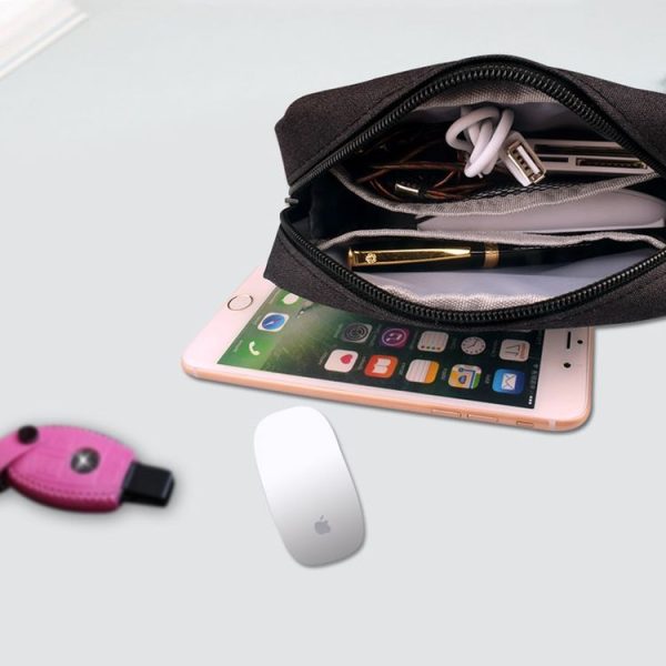 Simple Multi-functional Digital Device Travel Storage Bag for Phones, Power Bank, U-disk, Earphones, Data Cable and etc, Big Size: 23*11*5cm (Pink) - Image 9