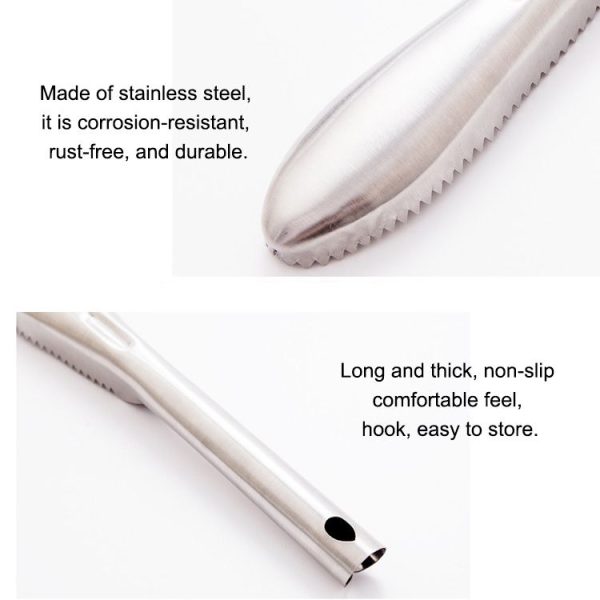 Kitchen Essential Stainless Steel Bidirectional Sawtooth Fish Scraper Fish Scale Planing Knife - Image 4