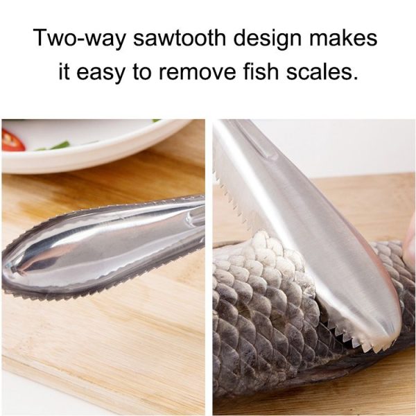 Kitchen Essential Stainless Steel Bidirectional Sawtooth Fish Scraper Fish Scale Planing Knife - Image 6