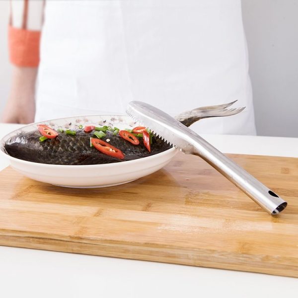 Kitchen Essential Stainless Steel Bidirectional Sawtooth Fish Scraper Fish Scale Planing Knife - Image 7