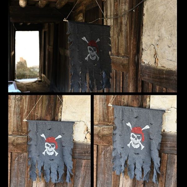 Halloween Decoration Jolly Roger Skull Banner Pirate Flag Party Supplies, Large Size: 76 x 90cm - Image 5