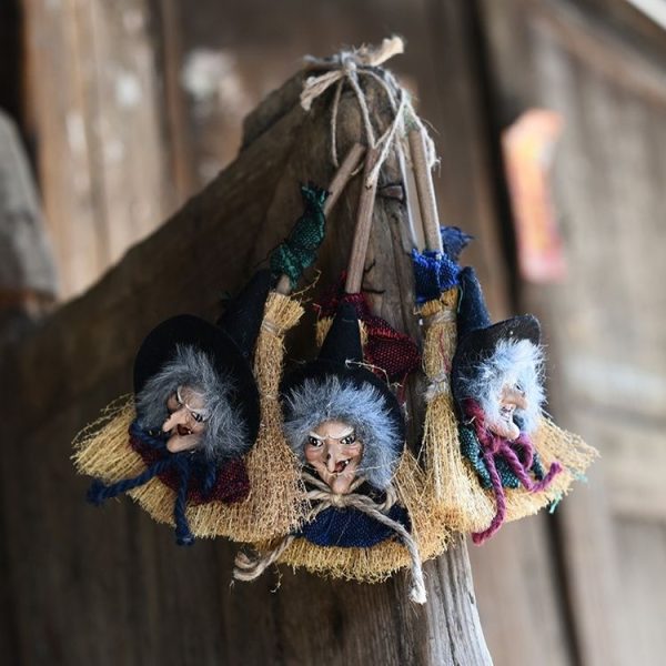 Halloween Decoration Supplies Witches Broom Hanging Decor Hanging Ornaments Party Supplies, Random Color Delivery - Image 2