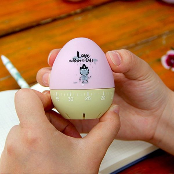 Cute Cartoon Mechanical Egg Kitchen Timer Alarm Clock Students Learn Time Management Machines, Random Color Delivery - Image 2