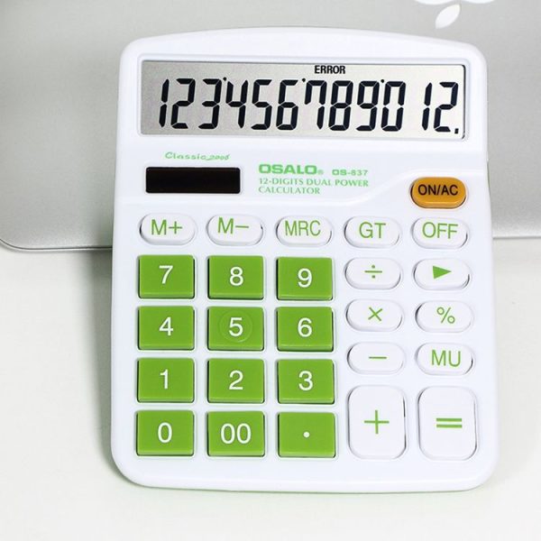 OSALO OS-837VC 12 Digits Colorful Desktop Calculator Solar Energy Dual Power Calculator (Green) - Image 2