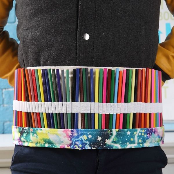36 Slots Starry Sky Print Pen Bag Canvas Pencil Wrap Curtain Roll Up Pencil Case Stationery Pouch - Image 2