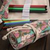 72 Slots Rose Clock Print Pen Bag Canvas Pencil Wrap Curtain Roll Up Pencil Case Stationery Pouch - Image 4