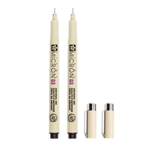 2 PCS Archival Pigment Ink Drawing Fineliner Pens 0.35mm Nib Manga Micron Pen
