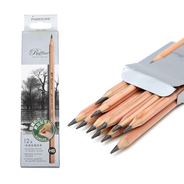 12pcs Drawing Writing Sketch Wooden Pencil Pre-sharpened HB Art Graphite Pencils - Image 2