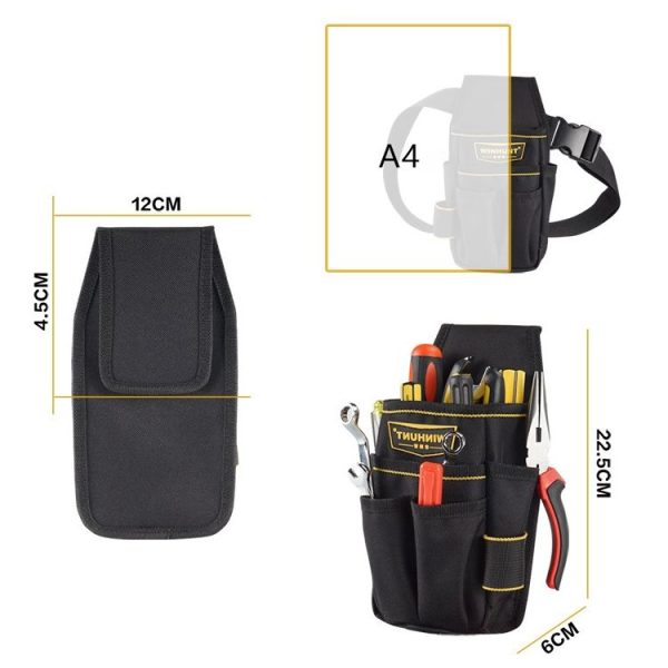 Professional Oxford Cloth Electrician Belt Pouch Convenient Tool Bag (Black) - Image 5