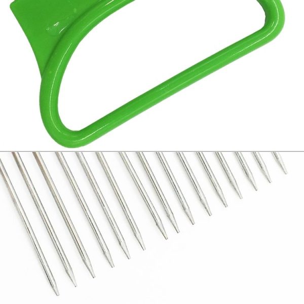Stainless Steel Vegetable Onion Cutter Holder Meat Needle Kitchen Tools (Green) - Image 4