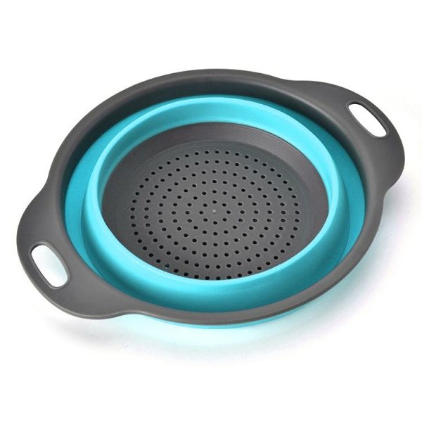 Creative Folding Vegetables Fruits Storage Basket Organizer Drain Basket, L, Size: 29.5*23.5*10cm (Blue) - Image 2