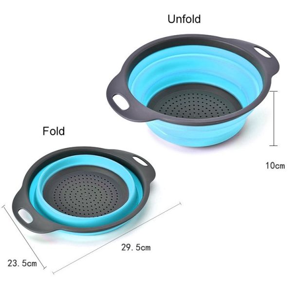Creative Folding Vegetables Fruits Storage Basket Organizer Drain Basket, L, Size: 29.5*23.5*10cm (Blue) - Image 4