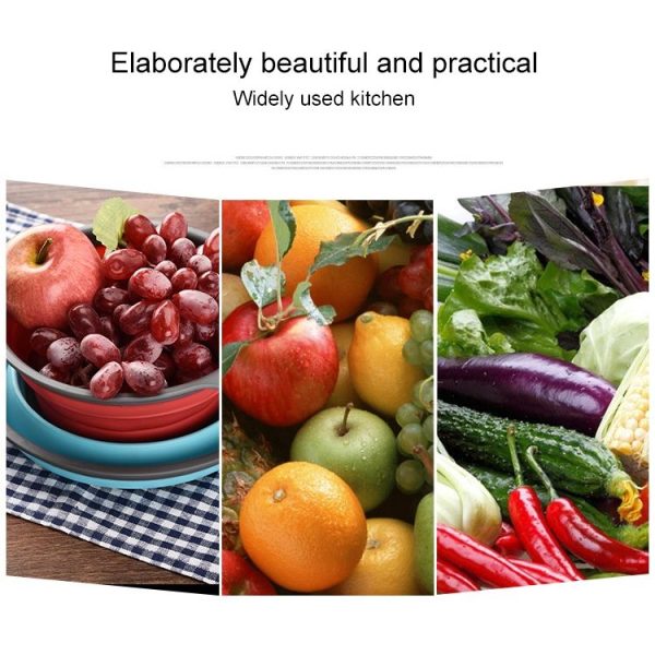 Creative Folding Vegetables Fruits Storage Basket Organizer Drain Basket, L, Size: 29.5*23.5*10cm (Blue) - Image 7