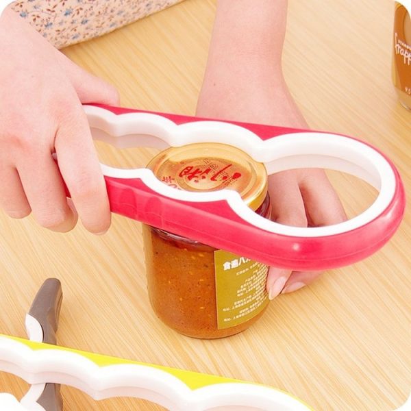 4 in 1 Multi-function Bottle Opener Home Safe Open Cans Anti-skid Cap Kitchen Tool, Random Color Delivery - Image 2